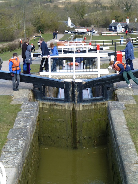 Children on a canal boat holiday