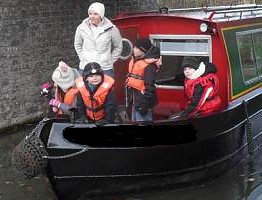 Visitors on a canal boat
