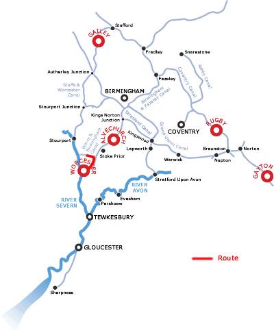 Droitwich and return from Worcester