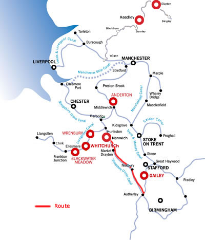 The tranquil Shropshire Union Canal from Nantwich 